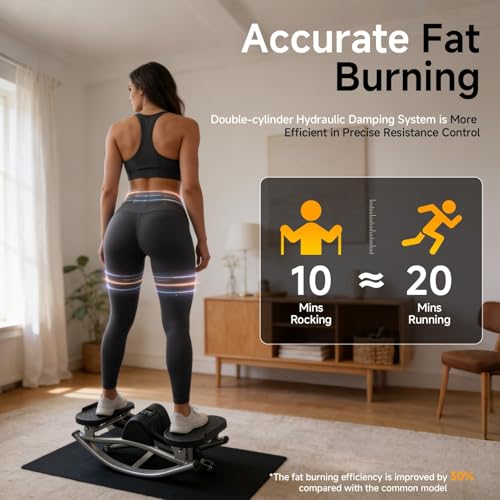 Rocking Steppers for Exercise at Home,3D Motion Stair Stepper with Resistance Bands for Full Body Workout& Low-Impact Balance Board, 330 LBS Loading Capacity Exercise Equipment