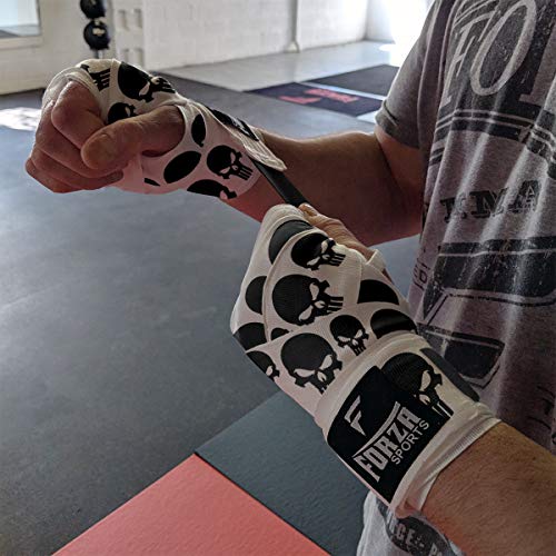 Forza Sports 180" Mexican Style Boxing and MMA Handwraps - color: Skulls White