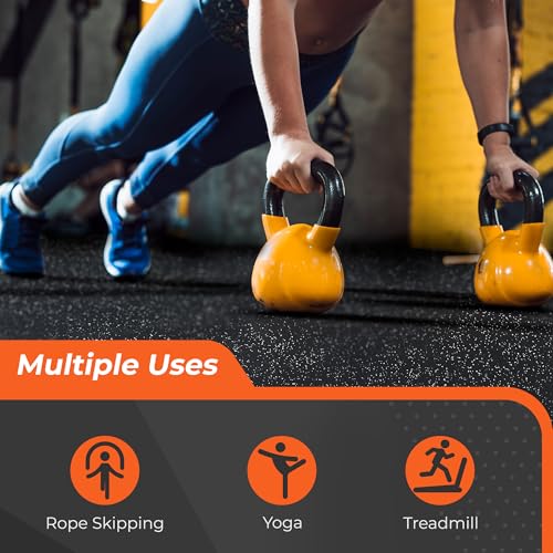 SUPERJARE 0.4'' Thick 48 Pcs 192 Sq Ft Rubber Top Exercise Equipment Mats, High Density EVA Foam Mats with Rubber Top, Interlocking Gym Flooring for Home Gym, Protective Workout Mat, Black/Grey - size: 48 Tiles (192 Sq Ft)