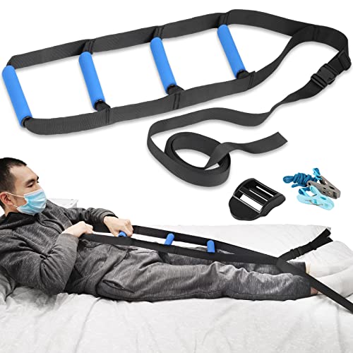 Bed Ladder Assist,Pull up Helper and Sit up Helper 4 Handle Grips,Bed Rail Assistance Devices Adjustable Length Bed Lift for Most Beds Mobility Aid for Elderly, Handicapped,Injured (160 INCHES) - size: 160 INCHES