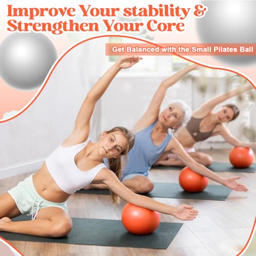 Sotiff 20 Pcs 9 Inch Pilates Ball Bulk Exercise Pilates Ball Mini Yoga Balls Therapy Core for Stability Barre Training Stretching Physical Posture Training Gym Workout with Inflation Tube - color: Orange