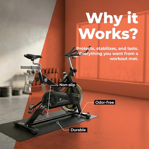 SuperMats Heavy Duty Equipment Non-Slip Mat 20GS | 24" × 46" – Fits indoor cycles, spin bikes, upright bikes, stationary bikes, steppers, and mini ellipticals. - color: Black