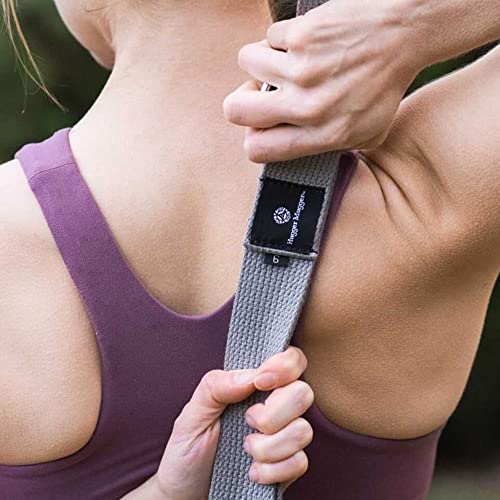 Hugger Mugger Cinch Cotton Yoga Strap - Super Strong Cotton, Quiet Cinch-Style Buckle, Long Length Great for Taller People - color: Grey, size: 6 ft.