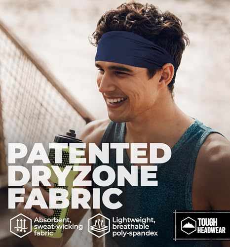 Tough Headwear Mens Headband | Sweat Headbands for Men Women Working Out Running Sports – Athletic Sweat Band Exercise - color: (1 pack) Navy Blue