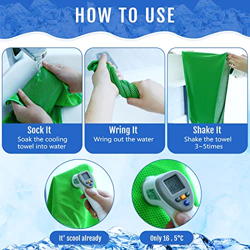Hosuly 30 Pack Cooling Towels, 40"x12" Ice Breathable Soft Chilly Sweat Rag Microfiber Workout Rags for Gym Cooling Towels for Neck and Face for Yoga Golf Sport Running - color: Bright Green, Dark Blue