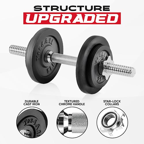 Yes4All Adjustable Dumbbell Set with Weight Plates/Connector - Exercise & Workout Equipment - Size Options 40lbs to 200lbs - color: C1. 60LB or 30LB Pair