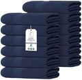 Commercial Bulk Pack of 12 Large Bath Towels – 100% Cotton Terry 24" x 50" – Ideal for Hotels, Salons, Gyms, Spas & Institutional Use – Navy Blue - color: Navy, size: 24"x50" - PK 12