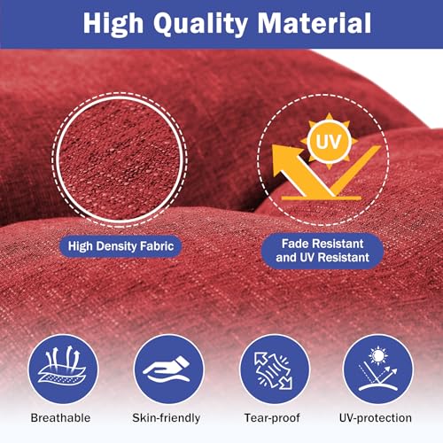 IPYNBAP Bench Cushion, 36 x 14 Inch Patio Furniture Cushions with Durable Ties, Soft Memory Foam Bench Cushions for Indoor/Outdoor Furniture with Non-Slip Bottom, Kitchen&Dining, Red - color: Red, size: 36*14+4”