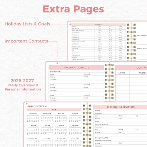 Oucaru Undated Daily Planner, 8.5"x11", A4 Size Spiral Notebook with Hourly Schedule, To Do List, Priorities, and Notes for Productivity - Easily Organize Your Tasks, Appointments & Goals for Women - size: A4-Pink, style: Daily Planner