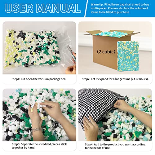 Bean Bag Filler, 5lbs Shredded Memory Foam Stuffing, Filling & Refill for Bean Bag Chairs, Couch Cushions, Punching Bags, Pillows, Sofas, Dog Beds, Multi Color & Shape - color: Multi Color, size: 5 Pound (Pack of 1)