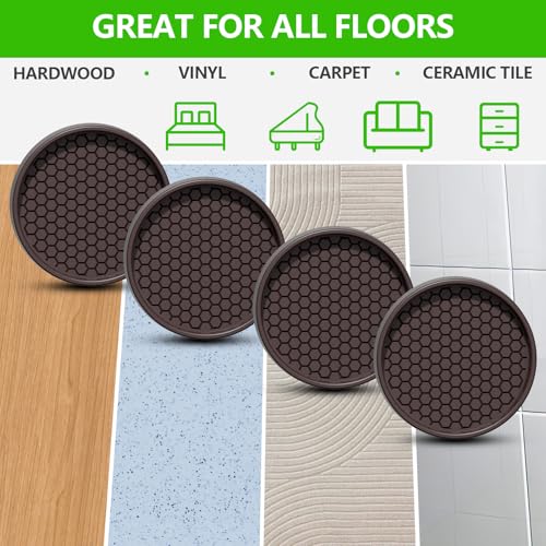 Non Slip Furniture Pads- 3"x3" Round Anti Skid Caster Cups Furniture Coasters, Anti-Sliding Grippers Floor Protectors for Furniture Bed, Couch, Chair Leg, Brown(Set of 8) - size: 3" 8pcs Brown