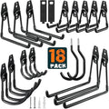 HUPBIPY 18 Pack Garage Hooks Heavy Duty, Wall Mount Ladder Hooks | Storage Organizer With a non-slip coating for Hanging Bicycles Garden Tools Ladders Hoses Ropes and Loose Items(Black) - color: 18 Pack Black