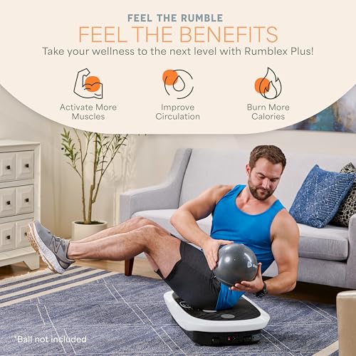 Lifepro Rumblex Plus/Pro 4D Vibration Plate Exercise Machine with 60 Speeds | 3 Motors, 7 Training Modes, Bluetooth Speaker, Wristband Remote — Vibration Plate for Lymphatic Drainage, Muscle Activation - color: White, size: Small