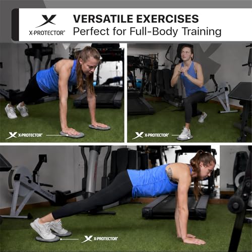 X-Protector Sliders for Working Out - 2 PCS - Double-Sided Exercise Sliders for Hard & Carpeted Floors - Gliders for Exercising! - color: Black & Grey