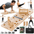 Wooden Push Up Board 30 in 1 Foldable with Resistance Bands - Thickened Pine Wood Multi-Push Up Board for Men & Women, Portable Gym/Home Workout Gear for Chest, Shoulders, Arms & Back