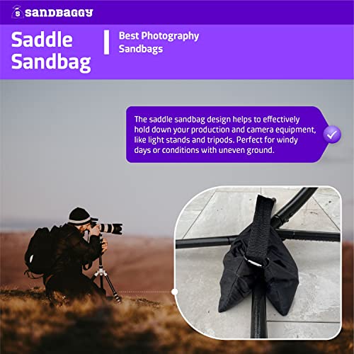 Empty Saddle Sandbags with Carabiner Clip (up to 25 lb. Capacity) - Photography, Tents, Tri Pods, Backdrops, Canopies, Light Stands - Water & UV Resistant