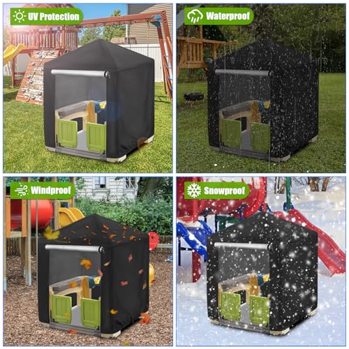 Outdoor Playhouse Cover, Dustproof Waterproof Wooden Kids Play Houses Protector for Outside, All-Weather Black - 49"Lx 49"Wx 58"H - size: 49"Lx 49"Wx 58"H
