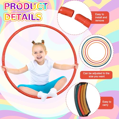 Sratte 12 Pcs Toy Hoop for Kid Detachable Adjustable Toy Hoop Colored Exercise Ring Plastic Circle for Kid Teen Gymnastics Equipment Require Self Assembly (28 Inch,Warm Color Series) - color: Warm Color Series, size: 28 Inch