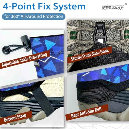 Frelaxy Ultralight Trail Gaiters, Low Shoe Gaiters for Hiking and Running | Breathable fabric, Wear-resistant design, Hypalon underfoot strap, Blocks rocks, mud, dust, Secure fit - color: Blue