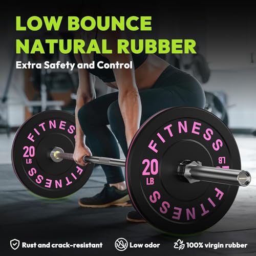 HANDBODE 2-Inch Weight Plates High Bounce, Olympic Bumper Plate Set 45/100/160/190/260/300lb, Colored Weight Plates Set for Home Gym, Barbell Weights Rubber Strength Training Plate for Weight Lifting - size: 100 lb Set (Pair of 10, 15, 25 lb), style: Stri