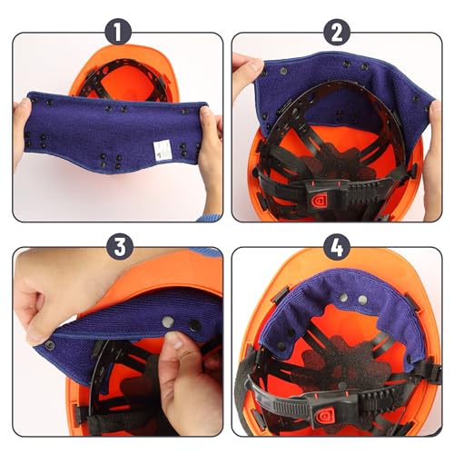 UNCO Hard Hat Sweatbands - 4 Pack, Navy Blue, Washable & Reusable Hard Hat Liners - color: Navy Blue, size: 4 Pack