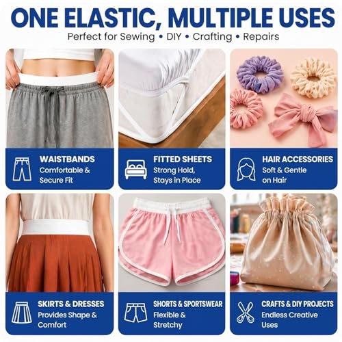 Lydia's Deal Elastic Bands for Sewing Wide 1 Inch x 12 Yards,High Elasticity Knit Elastic Spool Elastic Straps for Wig -White - color: White, size: 1 Inch * 12 Yards