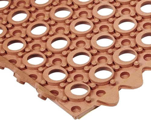 NoTrax 3' x 3' Light-Duty Rubber Drainage Mat | Customizable Modular Interlocking Design with Ergonomic Support, Anti-Fatigue, Non-Slip Surface, Red, 501S0033RD - color: Red