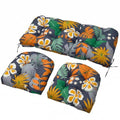 Wicker Chair Cushions Set, 2 U-Shaped Cushions & 1 Loveseat, Waterproof Outdoor Loveseat Cushion for Patio Furniture, Settee Bench Pad All Weather,Flower - color: Flower