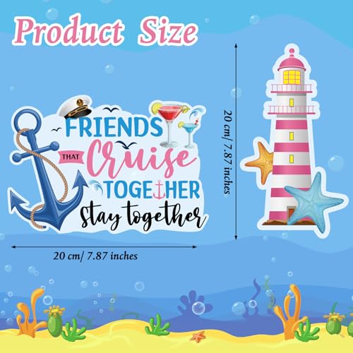 Kanayu 12 Pieces Cruise Door Magnets Decorations, Sea Navigation Ship Car Refrigerator Magnets Stickers Anchor Cruise Cabin Door Fridge Magnetic Decorations for Cabin Carnival Party(Novelty Style) - style: Novelty Style