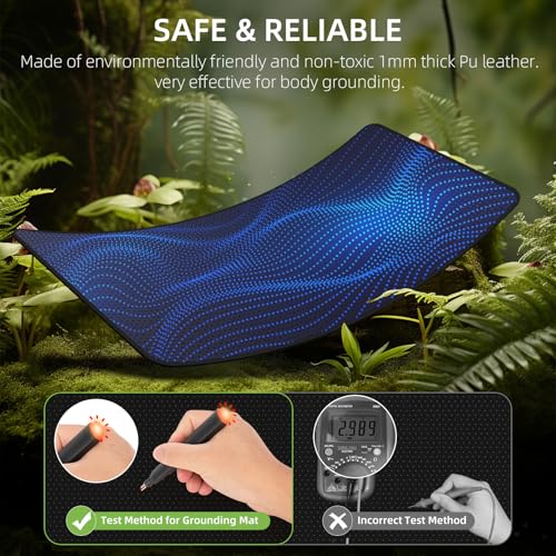 Grounding Mat for Bed, Grounding Pad Improves Sleep, relieves Stress, with Static grounding Cord and Test Pen (Black, (76.3 * 27 inch))