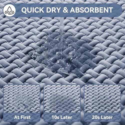 YDKGL Bathroom Rugs Non Slip, Super Absorbent Quick Dry Bath Mats for Bathroom, Foam Weave Texture Thin Bath Rugs Washable with Rubber Backing Fit Under Door Outside Shower,24" x 35“ - color: Blue, size: 24” X 35“