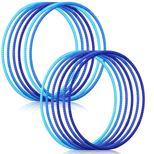 Sratte 12 Pcs Toy Hoop for Kid Detachable Adjustable Toy Hoop Colored Exercise Ring Plastic Circle for Kid Teen Gymnastics Equipment Require Self Assembly (28 Inch,Blue Series) - color: Blue Series, size: 28 Inch
