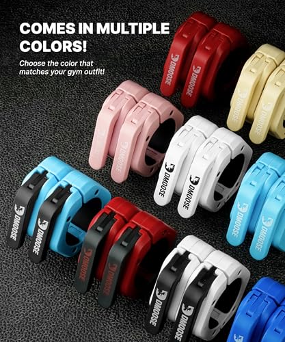 DMoose Fitness Barbell Clips 2 Inch (Pair) - Quick Release Olympic Barbell Clamps & Collars with Anti Slip TPR Grip for Secure Weightlifting and Powerlifting - Weight Clips for Bars at Home or Gym - color: Navy, style: Magnetic