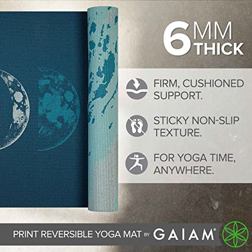 Gaiam Yoga Mat - Premium Print Reversible Extra Thick Non Slip Exercise & Fitness Mat for All Types of Yoga, Pilates & Floor Workouts - color: Lunar Wave