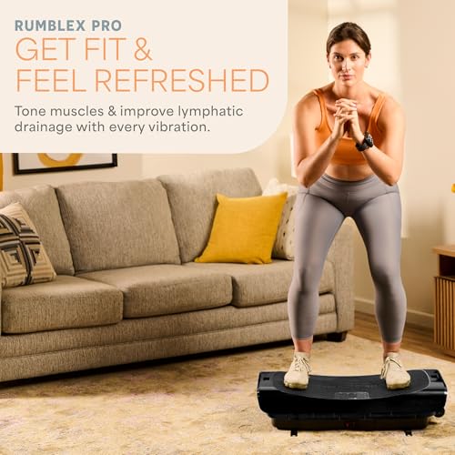 Lifepro Rumblex Plus/Pro 4D Vibration Plate Exercise Machine with 60 Speeds | 3 Motors, 7 Training Modes, Bluetooth Speaker, Wristband Remote — Vibration Plate for Lymphatic Drainage, Muscle Activation - color: Black, size: Large