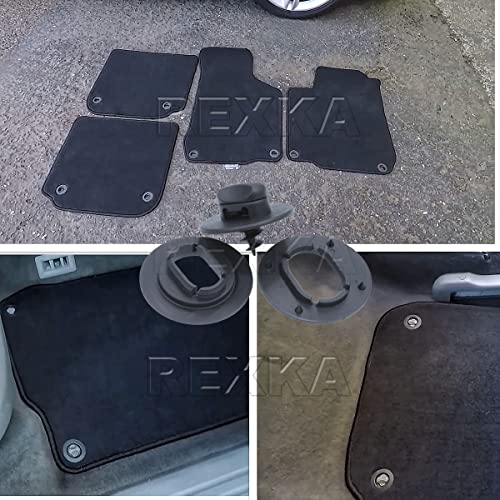 Rexka 8 Sets Floor Mat Clips Kit Compatible with Volkswagen 3D0-864-851-B41 and 3D0-061-795-B41 Golf GTI Jetta Passat Floor Mat Retainer - color: 8 Sets