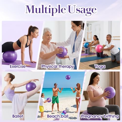 12Pcs Small Exercise Balls, 9.84 Inch Mini Yoga Ball for Pilates, Yoga Therapy Core Ball, Stability & Balance Training, Anti-Burst Fitness Balls for Home Gym, Physical Therapy, Core Strength