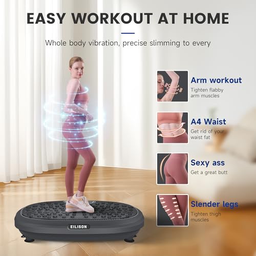 EILISON FitMaxx 3D XL Vibration Plate Exercise Machine - Whole Body Workout Vibration Platform w/Loop Bands - Lymphatic Drainage Machine for Weight Loss, Shaping, Recovery