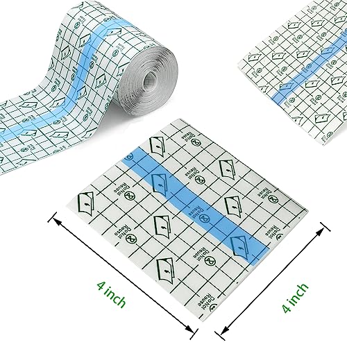 50 Pieces 4 x 4 in Stretch Waterproof Adhesive Bandages Transparent Film for Tattoo Aftercare and Skin Repair Adhesive Tattoo Supply Wrap - size: 4 x 4 Inch(Pack of 50)