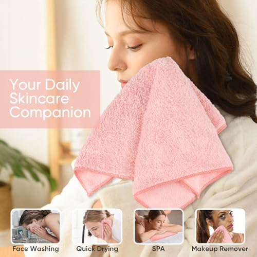 HOMEXCEL Microfiber Washcloths 12 Pack, Highly Absorbent and Soft Face Towel, Multi-Purpose Wash Cloths for Bathroom, Gym, Hotel, Spa and Kitchen, Multicolor 12x12 Inch, Pink - color: Pink