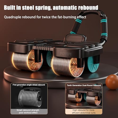 2025 New Ab Wheel Roller with Elbow Support - Automatic Rebound Abdominal Wheel Roller, The Upgraded Four-wheel Abdominal Wheel Core Workout Equipment Home Gym Abs Machine - color: Orange