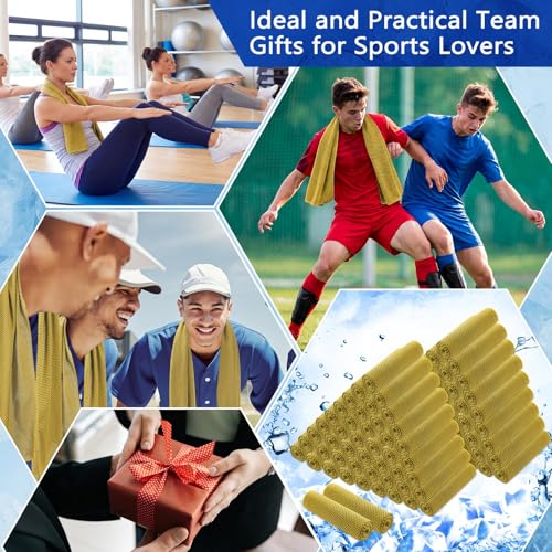 Hosuly 100 Pack Cooling Towels, 40"x12" Cooling Towels for Neck and Face Breathable Soft Chilly Sweat Rag Microfiber Sport Rags for Gym Yoga Golf Running - color: Yellow