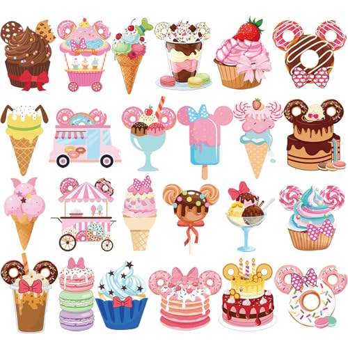 RiVolTa Cruise Door Decorations Magnetic - 24 Pcs Cute Ice Cream Mouse Ship Cabin Magnets Stickers Funny Anchor Stateroom Decals Accessories for Carnival Holiday Party Car Garage Refrigerator Decor - color: 24 Pcs-dessert
