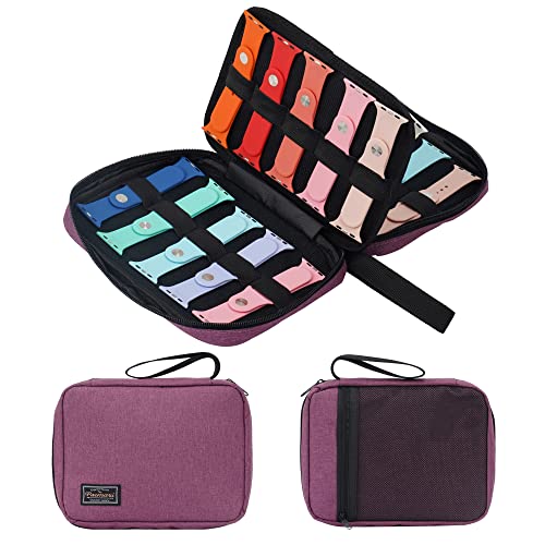 PACMAXI 20 Watch Bands Storage Carrying Case Compatible with Watches,Expandable Watch Band Holder Stores 20 Watch Bands Fit for Most Sizes of Watch Straps,Organizer for Watch Bands, Bag Only (Purple) - color: 1-purple