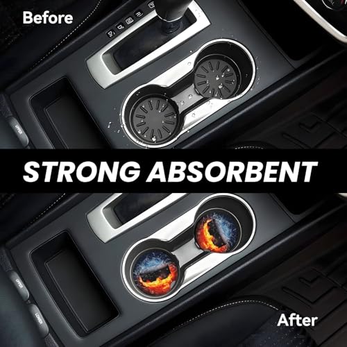 Hockey Fire Car Coasters for Cup Holders, 2 Pack Absorbent Ceramic Drink Cup Coaster for Women Men, Auto Interior Accessories - color: T12
