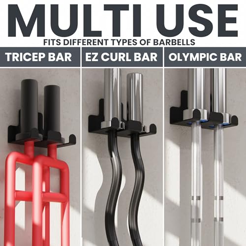 Synergee Wall Mounted Barbell Holder – Heavy Duty Gym Accessory Rack - color: c) 2 Bracket