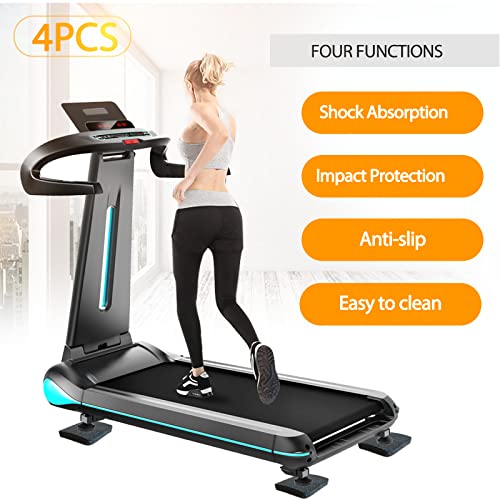 Treadmill Mat Pads - 4 PCS High Density Rubber Anti-Vibration Pads for Walking Pad and Exercise Bike - Noise Reduction Floor Protection for Hardwood Floors and Carpet - 3.94"x3.94"x0.5" - size: 3.94 X 3.94 X 0.5 inch