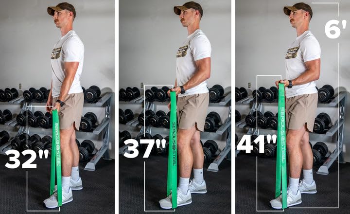 Serious Steel Fitness 37" Resistance Training Bands (Portable Exercise Band System Training Bands- Great for Individuals Looking for Tension Throughout The Exercise) - color: #4 Green (50-120 lbs.)