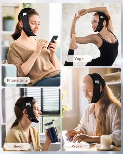 V-Line Sculpting Face Mask – Silicone Chin Strap for Jawline Tightening & Double Chin Reduction (23-27 Inches) Black - color: Matte Black