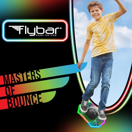 Flybar LED Pogo Trick Ball for Kids Balance Bounce Board w/Anti-Slip Deck - color: Lime Reaper